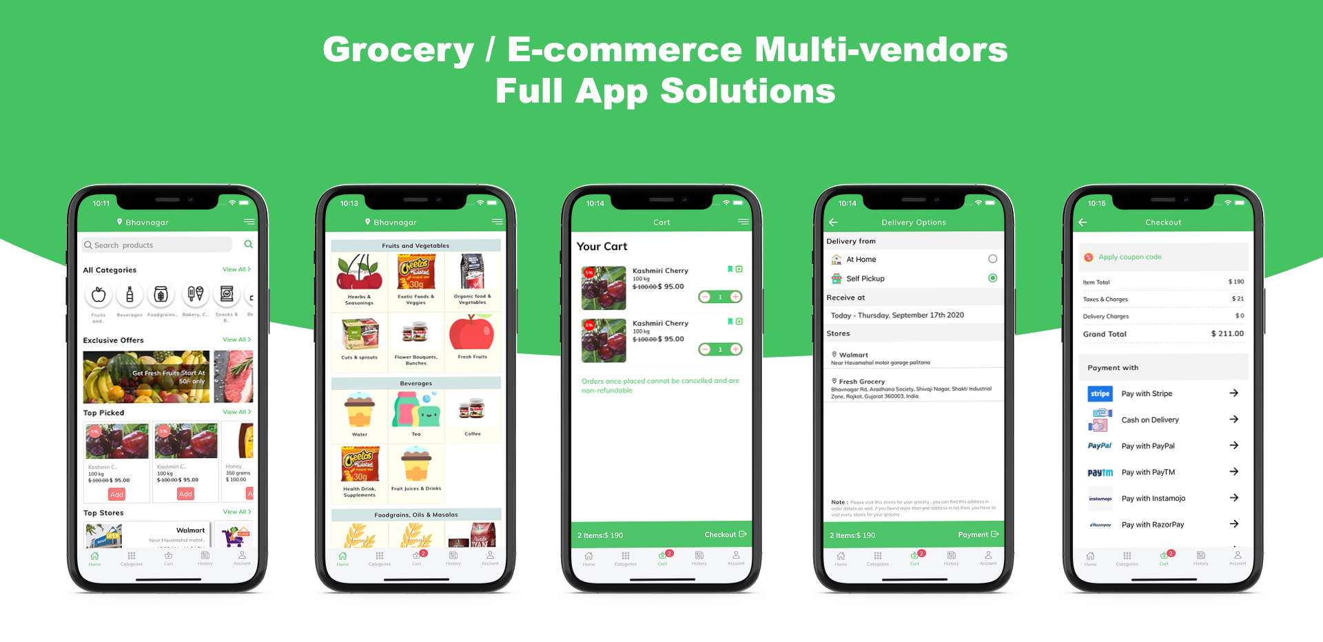 Grocery ecommerce delivery services - Multi vendors(Android + iOS + Website) ionic 5 / CodeIgniter